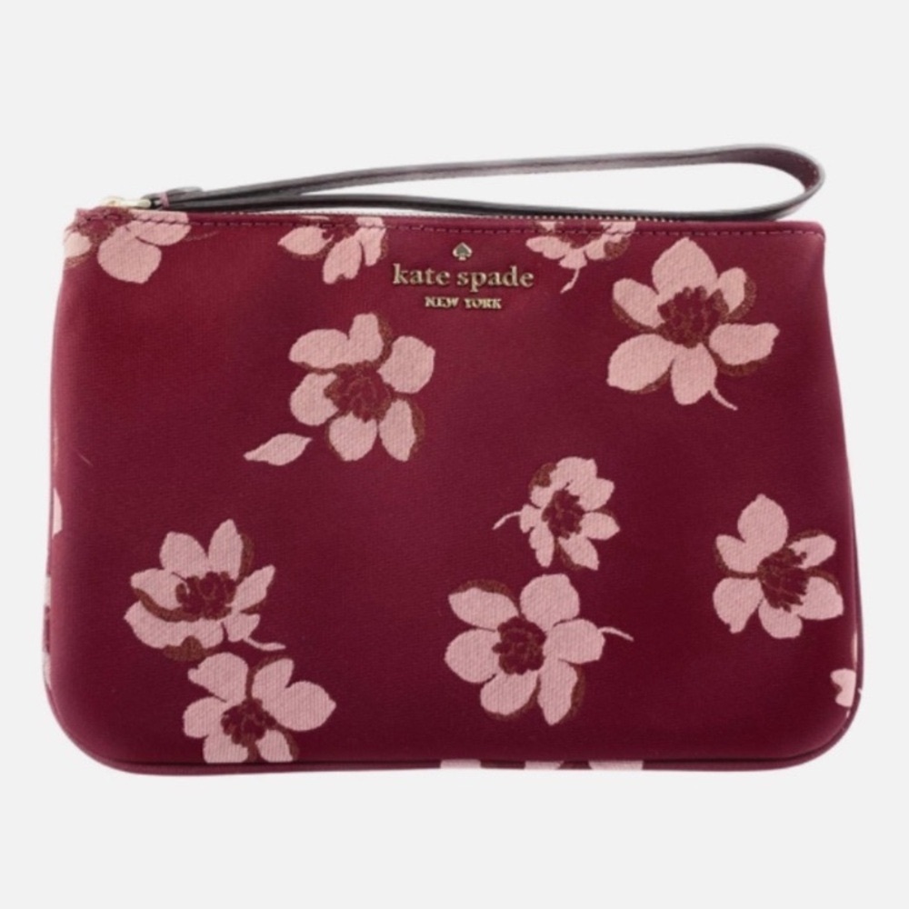 ❤️Kate Spade Chelsea Deep Berry floral Clutch Wristlet- 8 X 5-1/2 H X 1-1/2 D
